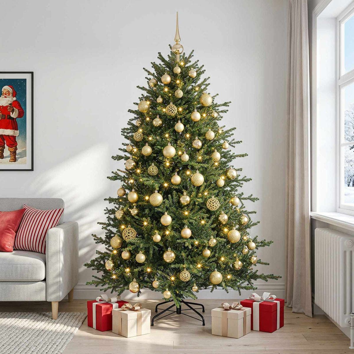 Dirbtinė kalėdinė eglutė su rutuliuku 210 cm 300 LED