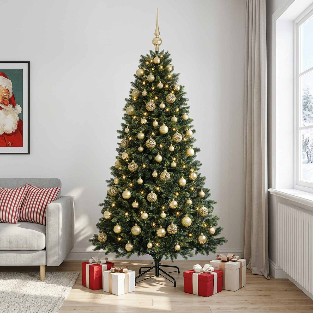 Dirbtinė Kalėdų eglutė su burbulais 240 cm 300 LED Šilta balta