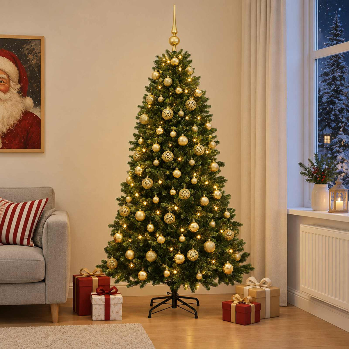 Dirbtinė Kalėdų eglutė su burbulais 240 cm 300 LED Šilta balta