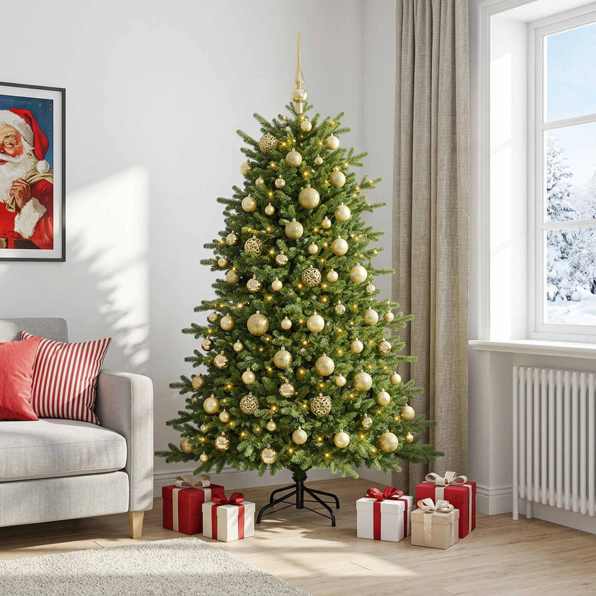 Dirbtinė kalėdinė eglutė su rutuliuku 210 cm 300 LED