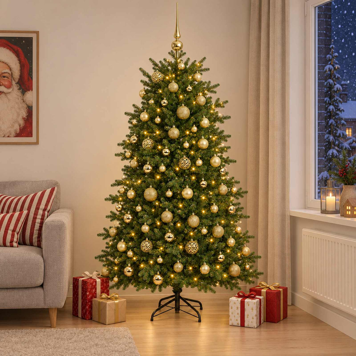 Dirbtinė kalėdinė eglutė su rutuliuku 210 cm 300 LED
