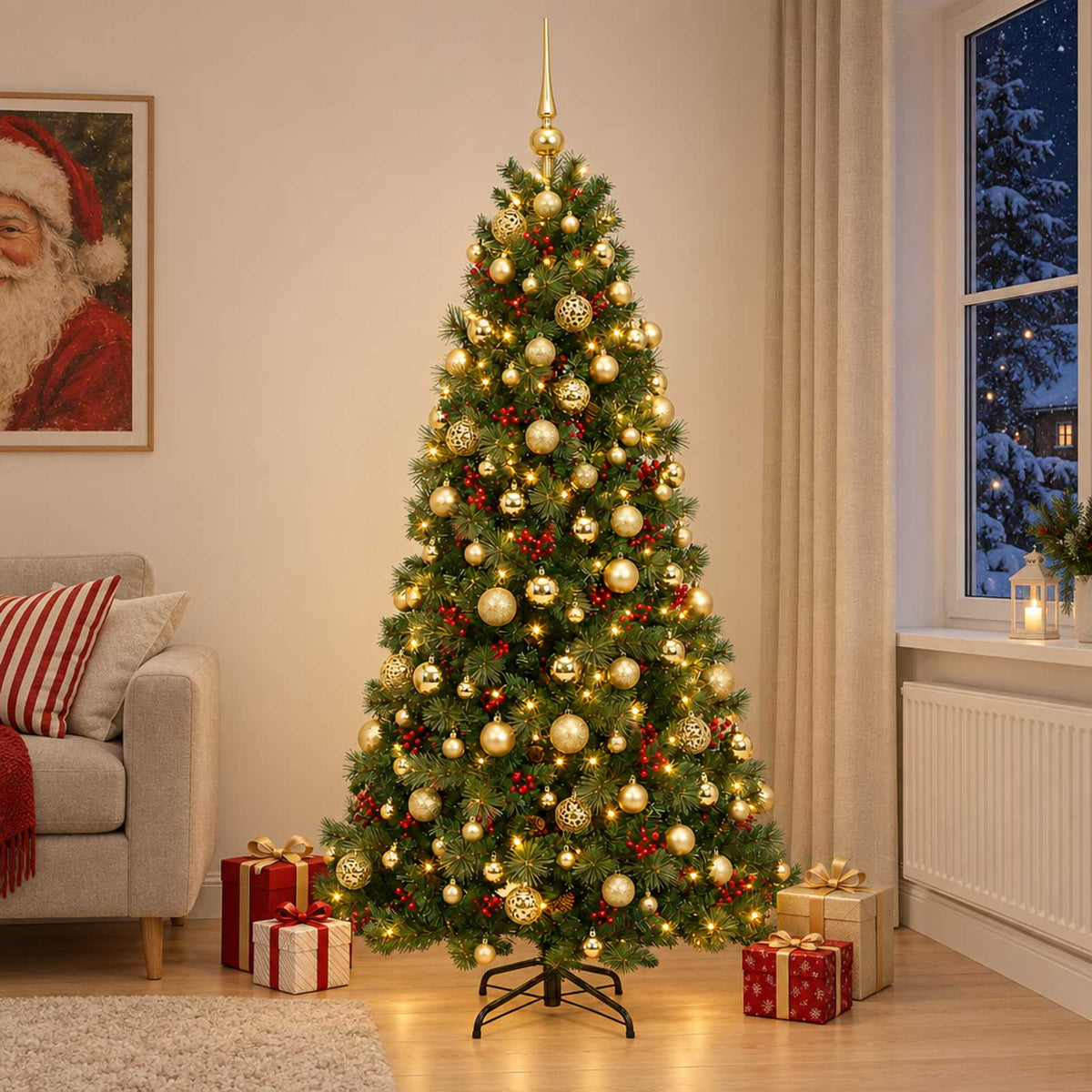 Dirbtinė kalėdinė eglutė su rutuliuku 240 cm 300 LED