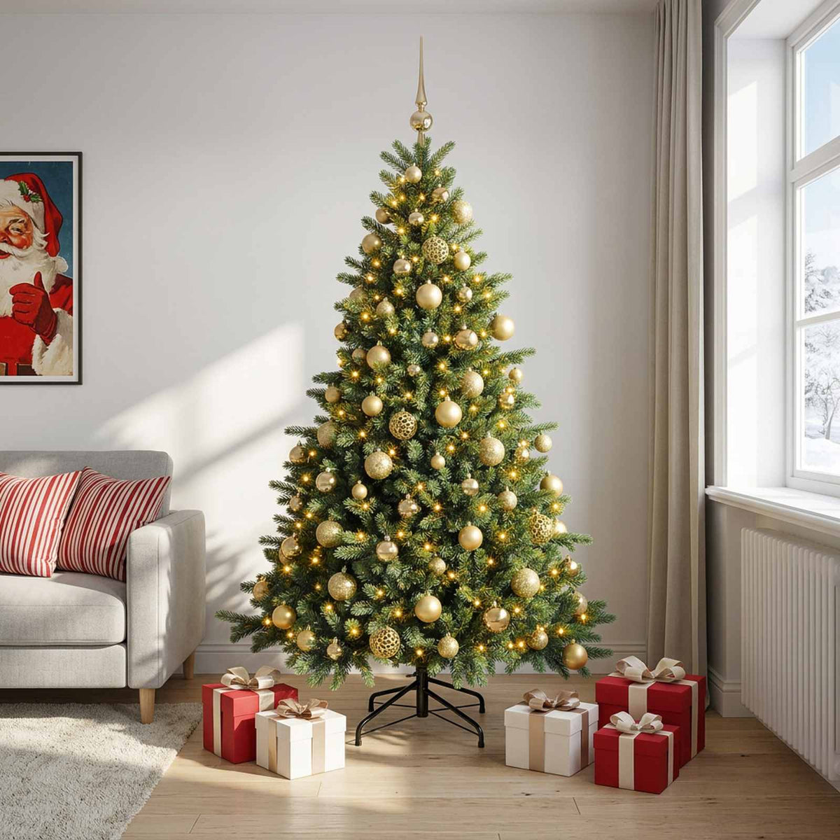 Dirbtinė kalėdinė eglutė su rutuliuku 180 cm 300 LED