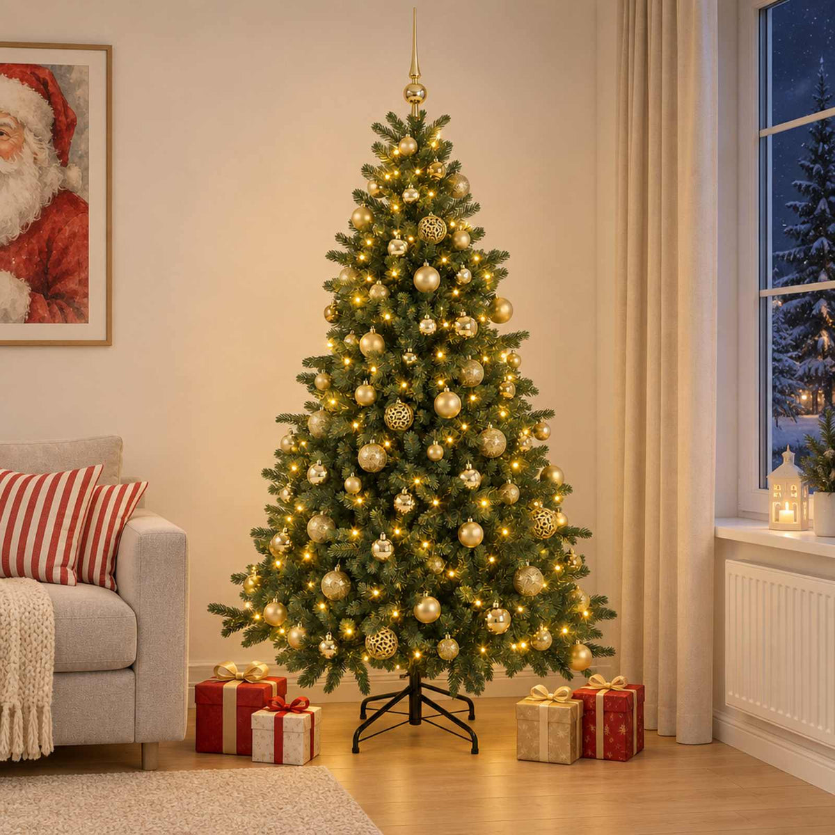 Dirbtinė kalėdinė eglutė su rutuliuku 180 cm 300 LED