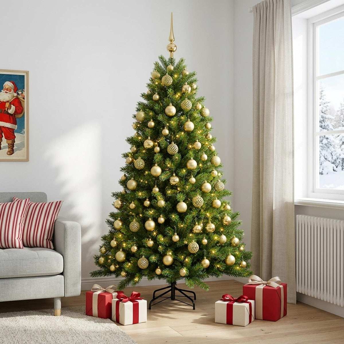 Dirbtinė Kalėdų eglutė su burbulais 180 cm 300 LED Šilta balta