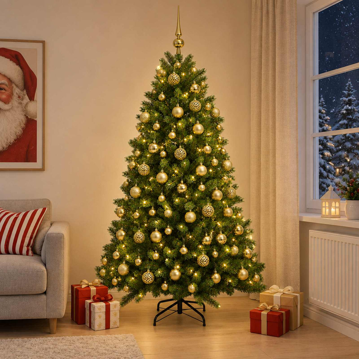 Dirbtinė Kalėdų eglutė su burbulais 180 cm 300 LED Šilta balta