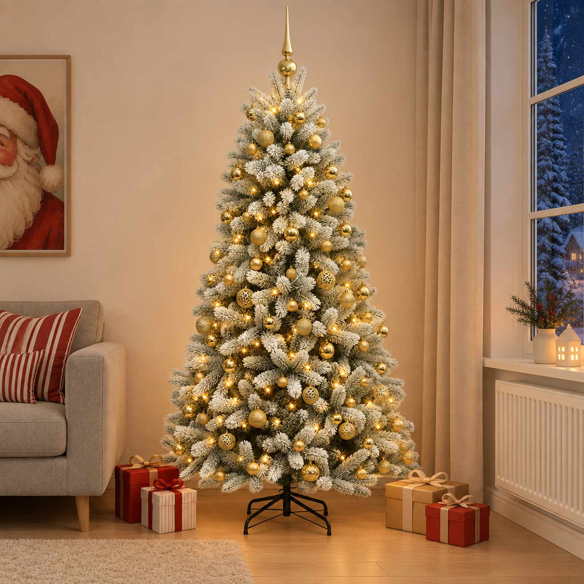 Dirbtinė Kalėdų eglutė su burbulais 210 cm 300 LED Šilta balta