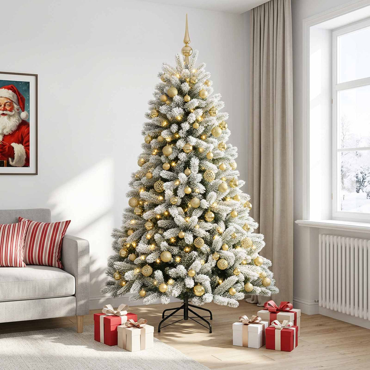 Dirbtinė Kalėdų eglutė su burbulais 210 cm 300 LED Šilta balta