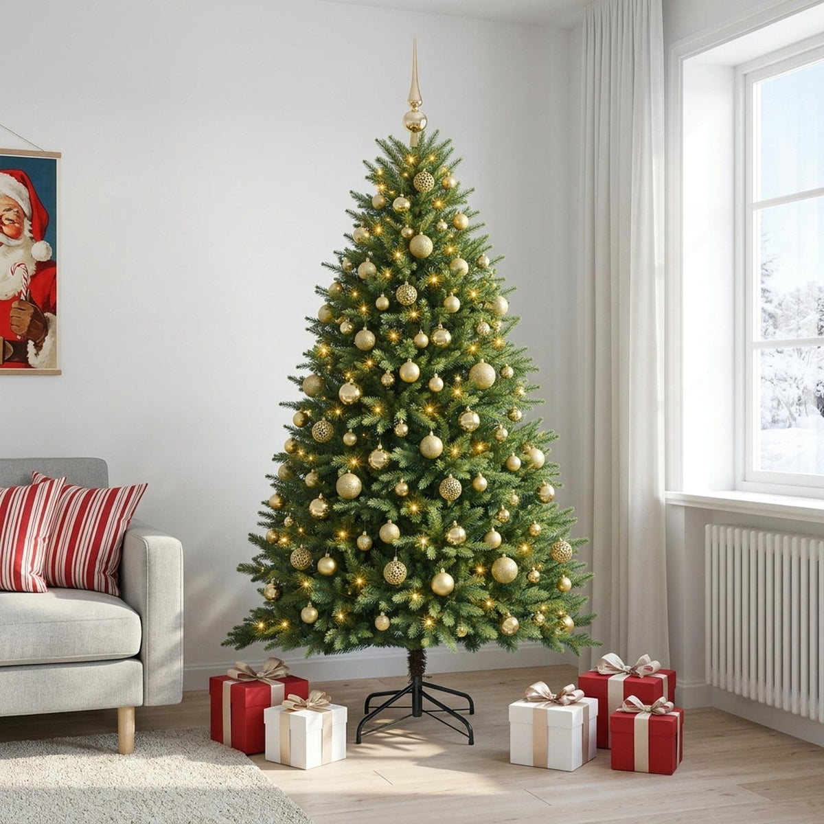 Dirbtinė Kalėdų eglutė su burbulais 240 cm 300 LED Šilta balta