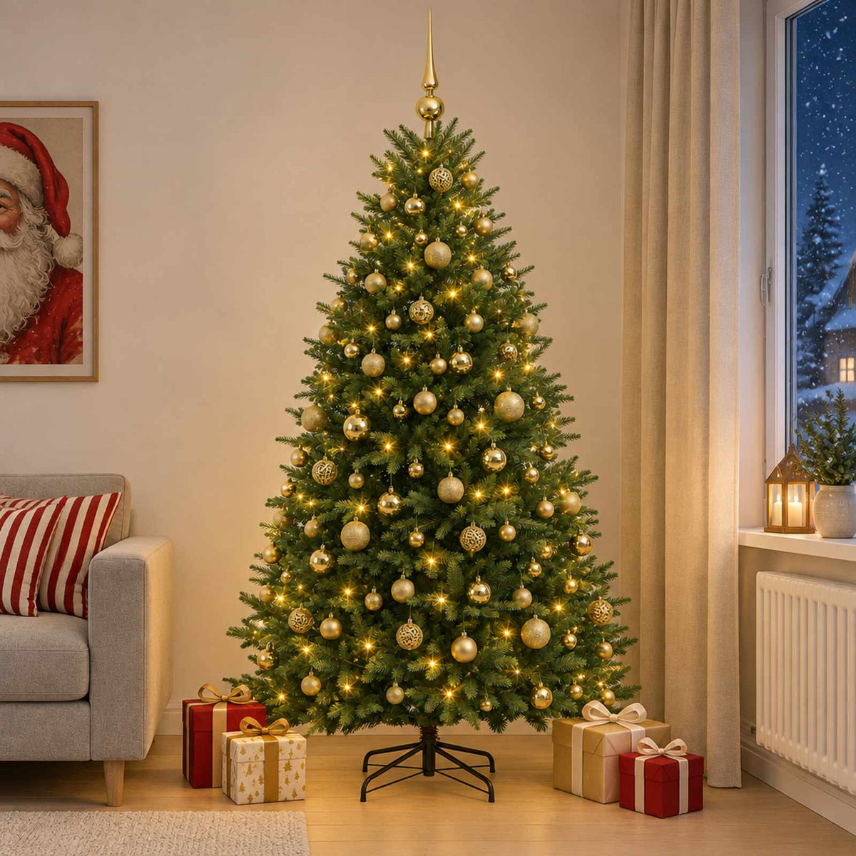 Dirbtinė Kalėdų eglutė su burbulais 210 cm 300 LED Šilta balta