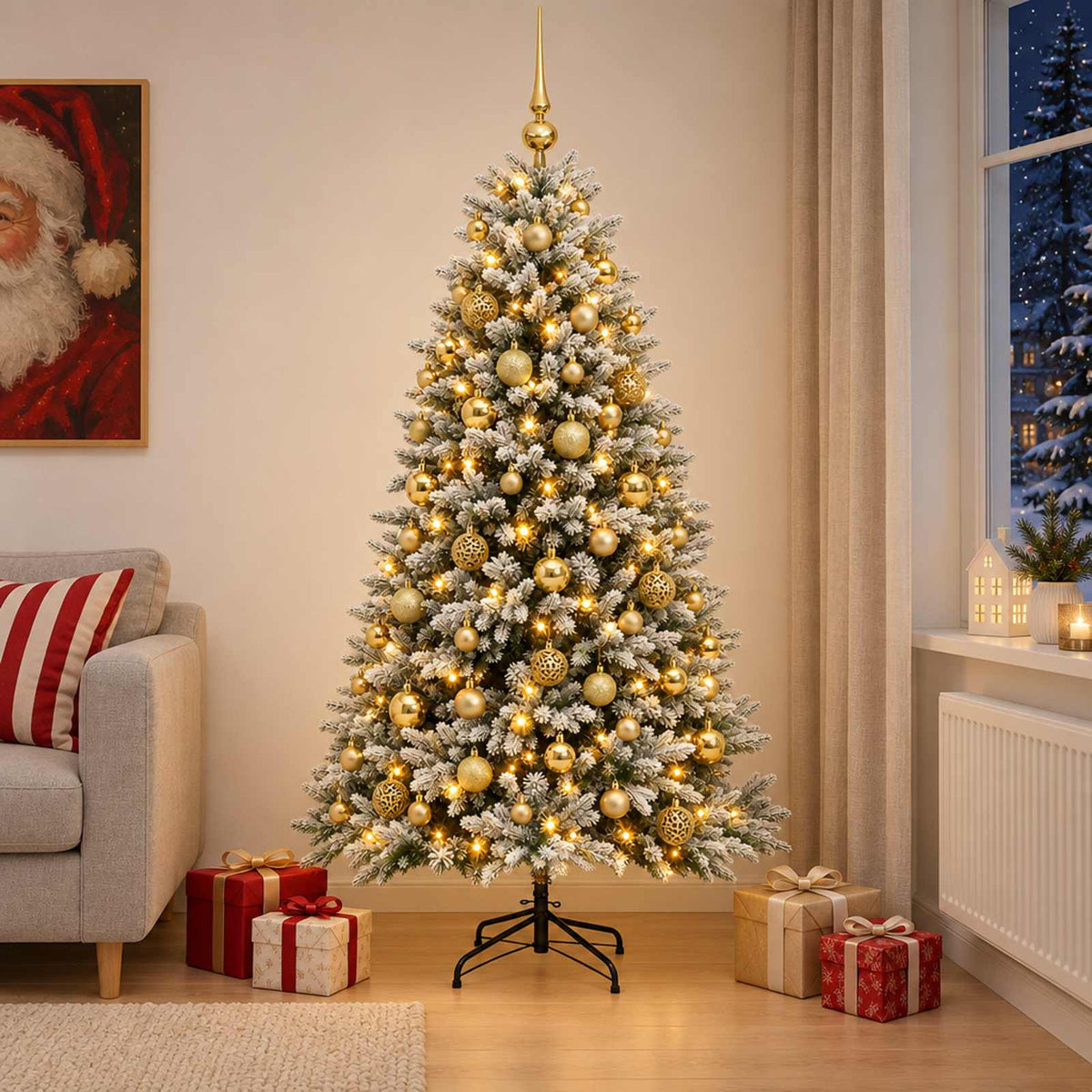 Dirbtinė Kalėdų eglutė su burbulais 210 cm 300 LED Šilta balta