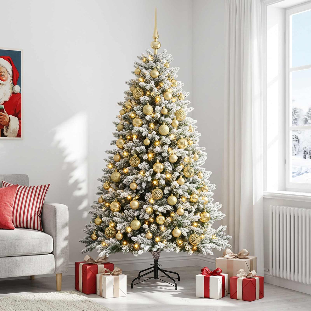 Dirbtinė Kalėdų eglutė su burbulais 180 cm 300 LED Šilta balta