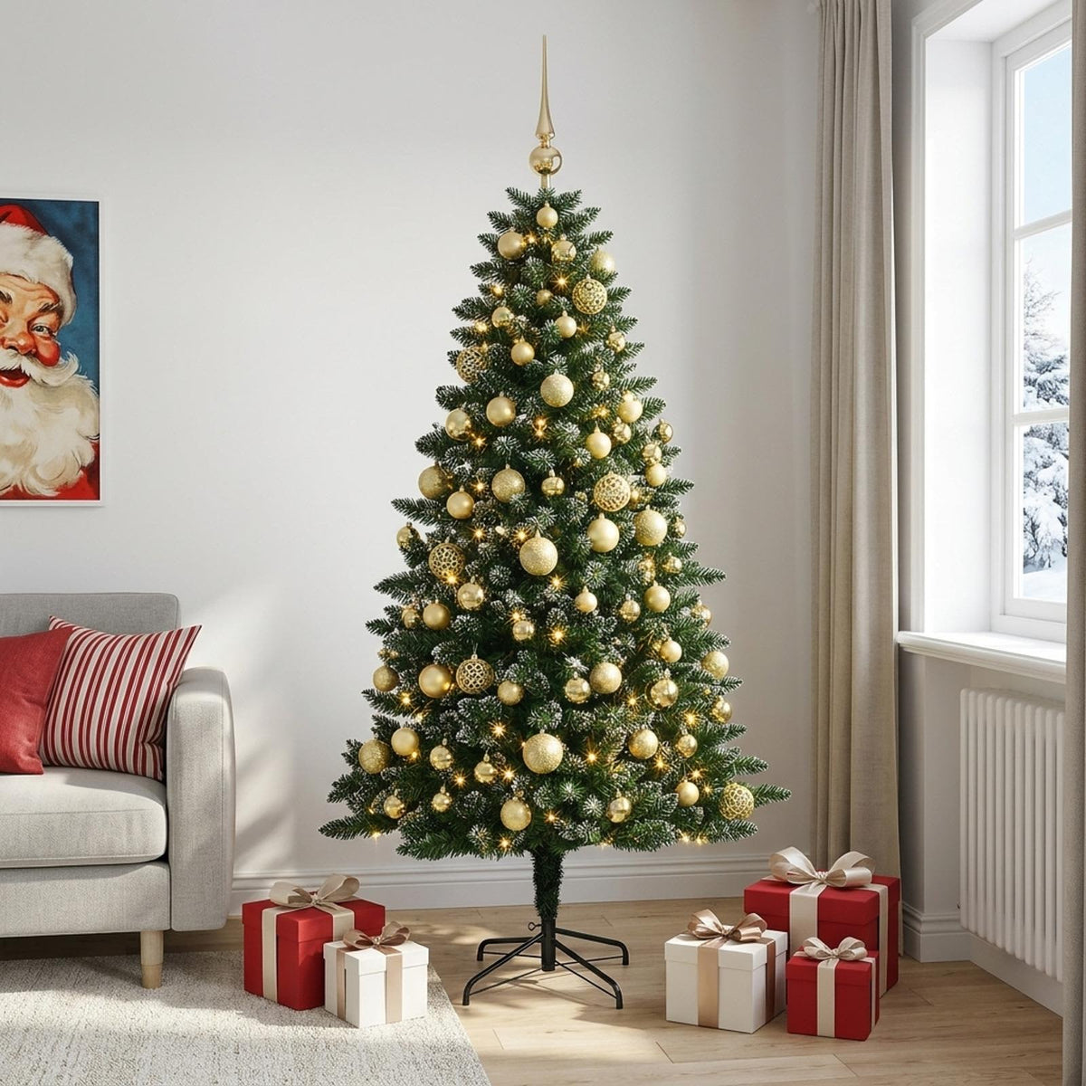 Dirbtinė Kalėdų eglutė su burbulais 180 cm 300 LED Šilta balta