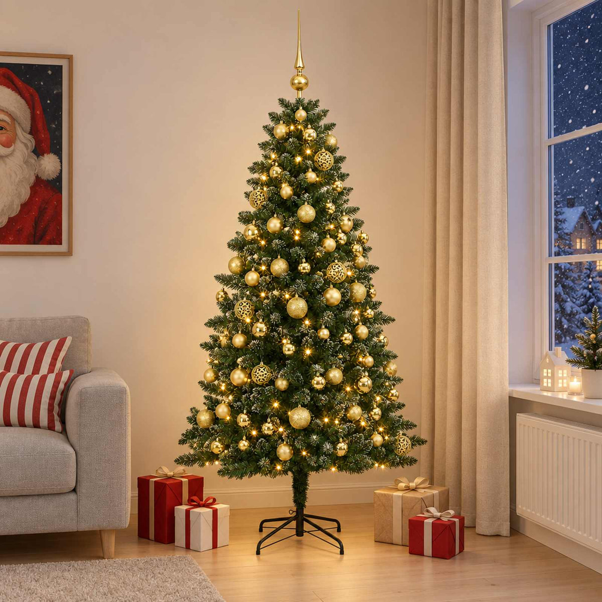 Dirbtinė Kalėdų eglutė su burbulais 180 cm 300 LED Šilta balta