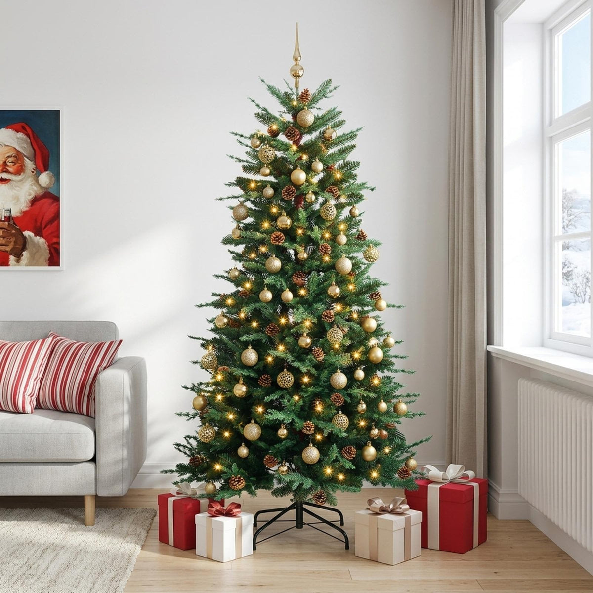 Dirbtinė kalėdinė eglutė su rutuliuku 210 cm 300 LED