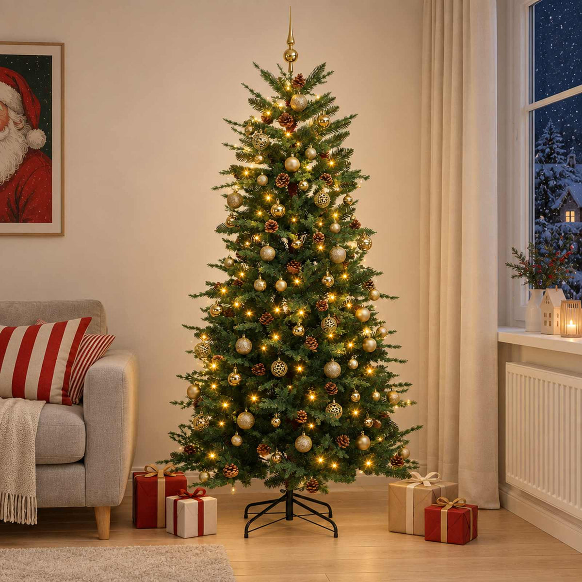 Dirbtinė kalėdinė eglutė su rutuliuku 210 cm 300 LED