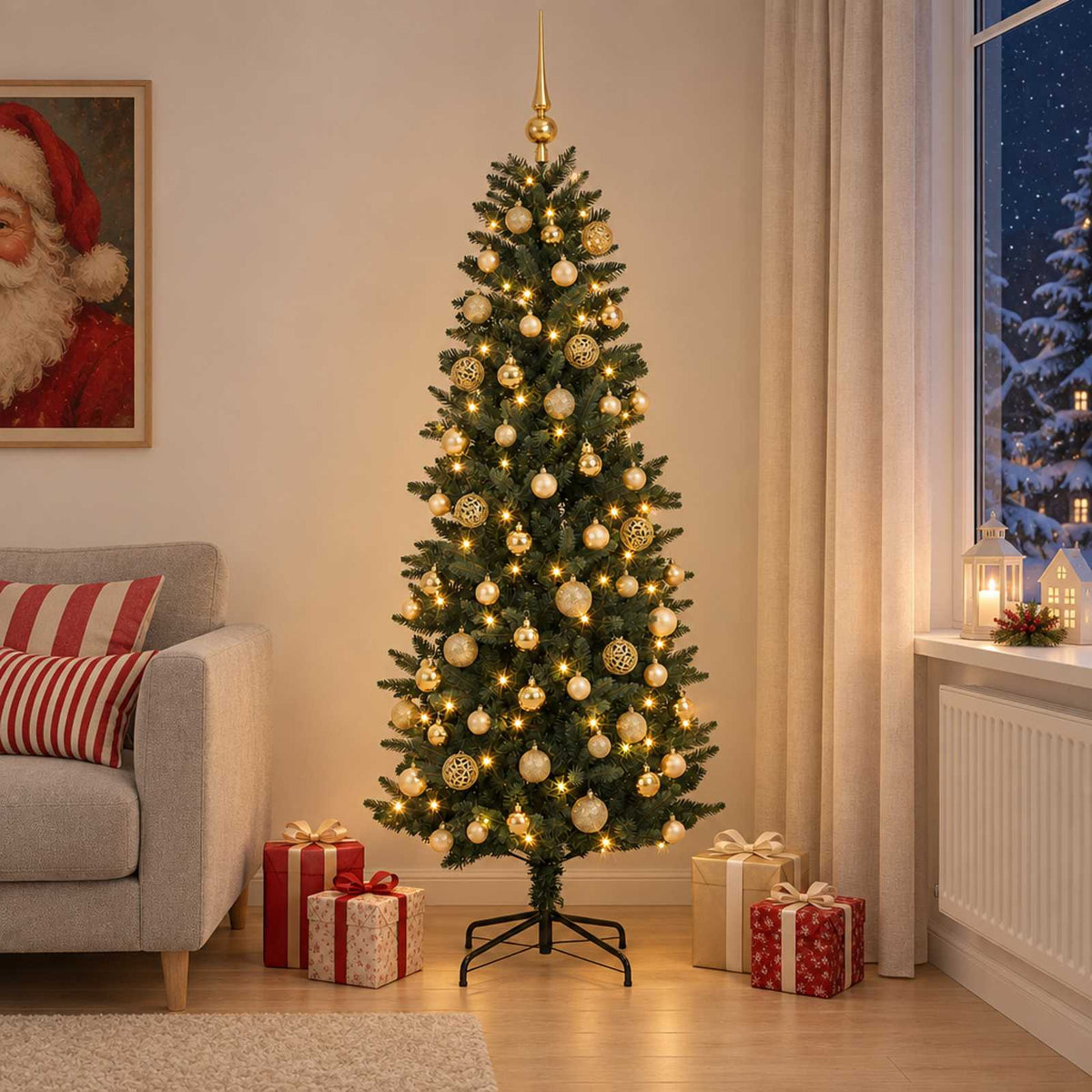 Dirbtinė Kalėdų eglutė su burbulais 210 cm 300 LED Šilta balta