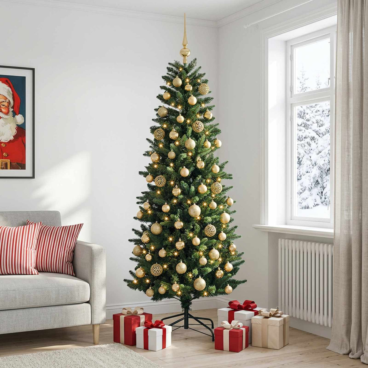 Dirbtinė Kalėdų eglutė su burbulais 240 cm 300 LED Šilta balta