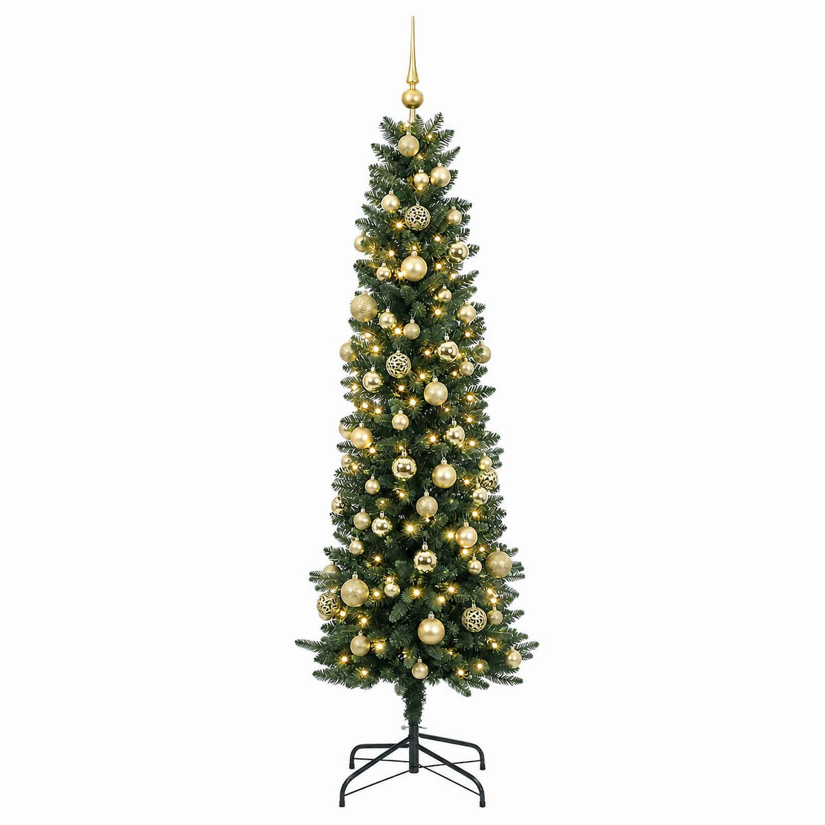 Dirbtinė siaura kalėdinė eglutė su žaisliuku 210 cm 300 LED