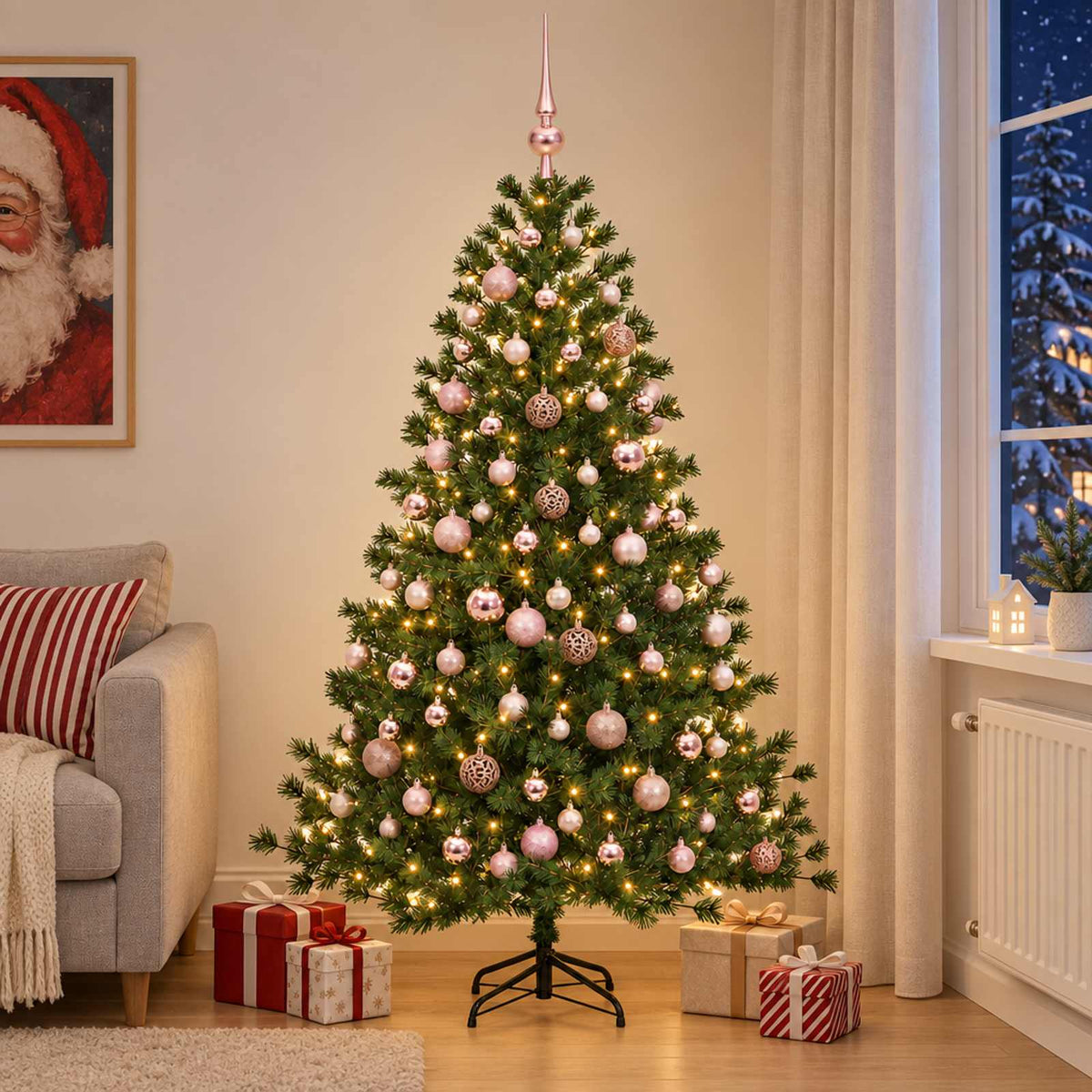 Dirbtinė kalėdinė eglutė su rutuliuku 180 cm 300 LED