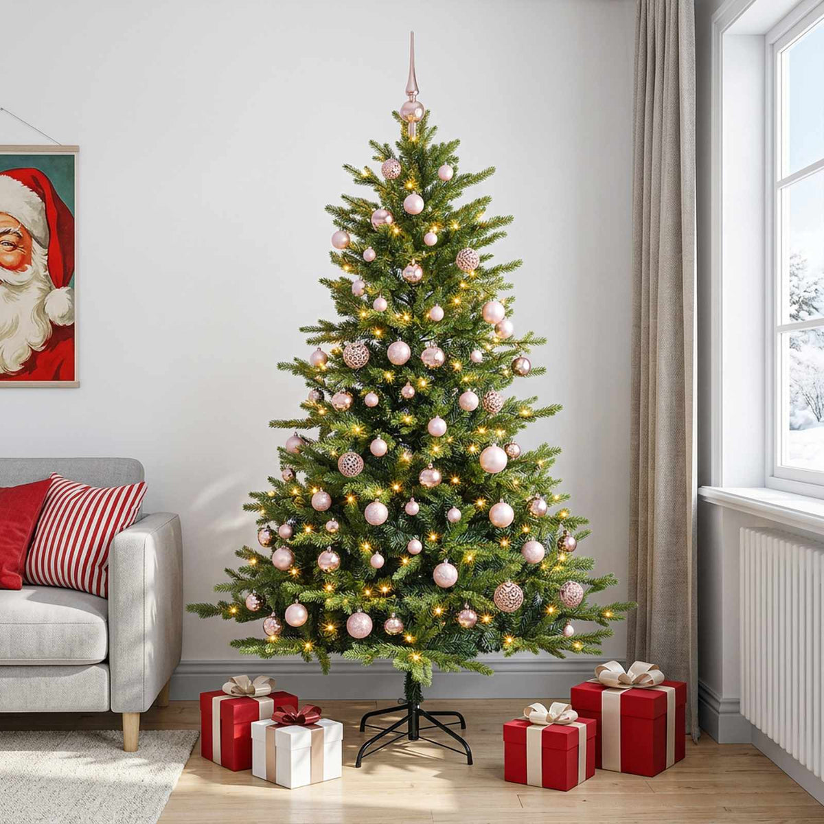 Dirbtinė Kalėdų eglutė su burbulais 240 cm 300 LED Šilta balta