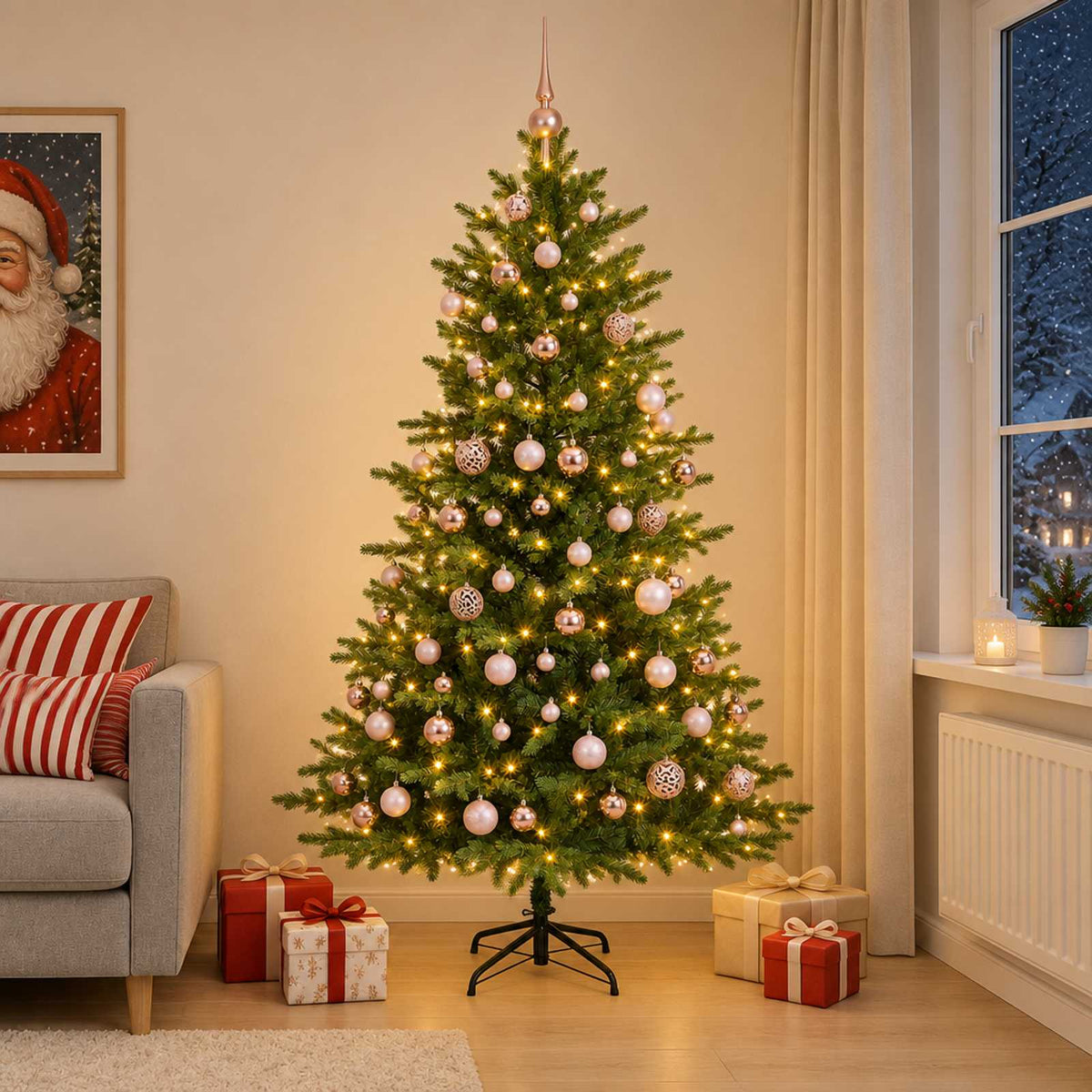Dirbtinė Kalėdų eglutė su burbulais 240 cm 300 LED Šilta balta