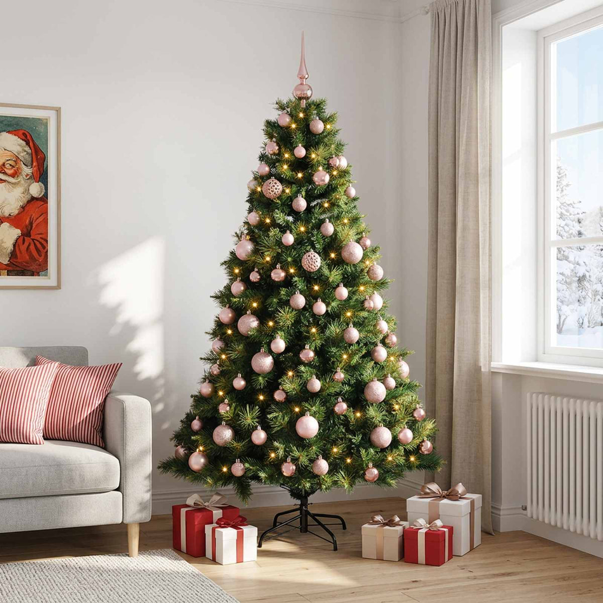 Dirbtinė kalėdinė eglutė su rutuliuku 180 cm 300 LED