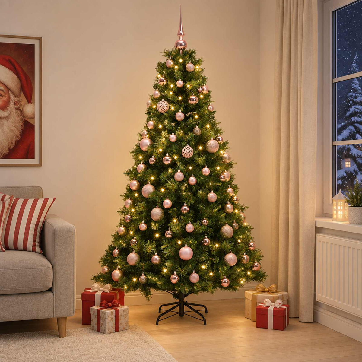 Dirbtinė kalėdinė eglutė su rutuliuku 180 cm 300 LED