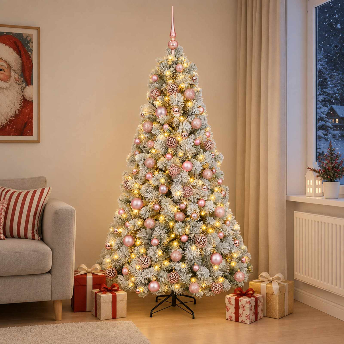 Dirbtinė kalėdinė eglutė su rutuliuku 210 cm 300 LED