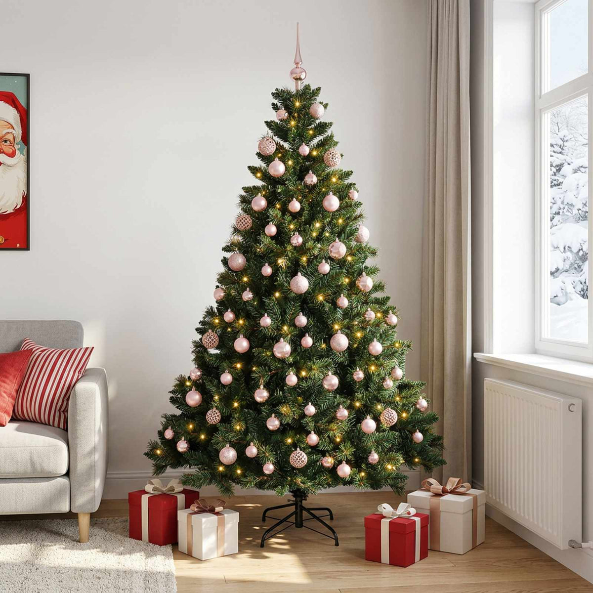 Dirbtinė Kalėdų eglutė su burbulais 210 cm 300 LED Šilta balta