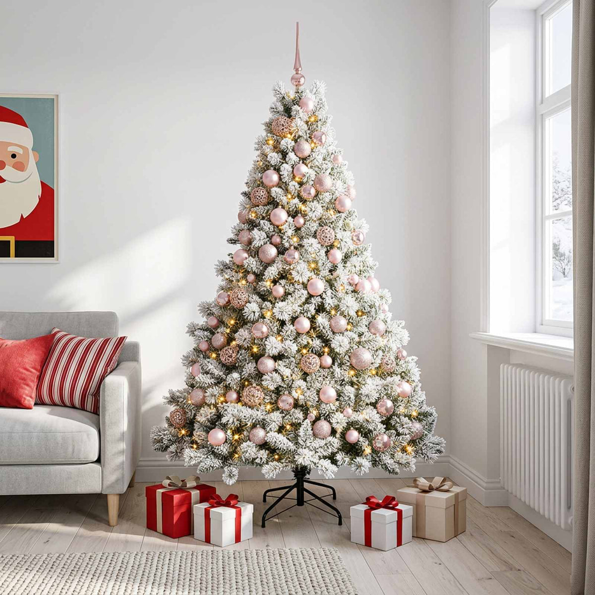 Dirbtinė Kalėdų eglutė su burbulais 210 cm 300 LED Šilta balta