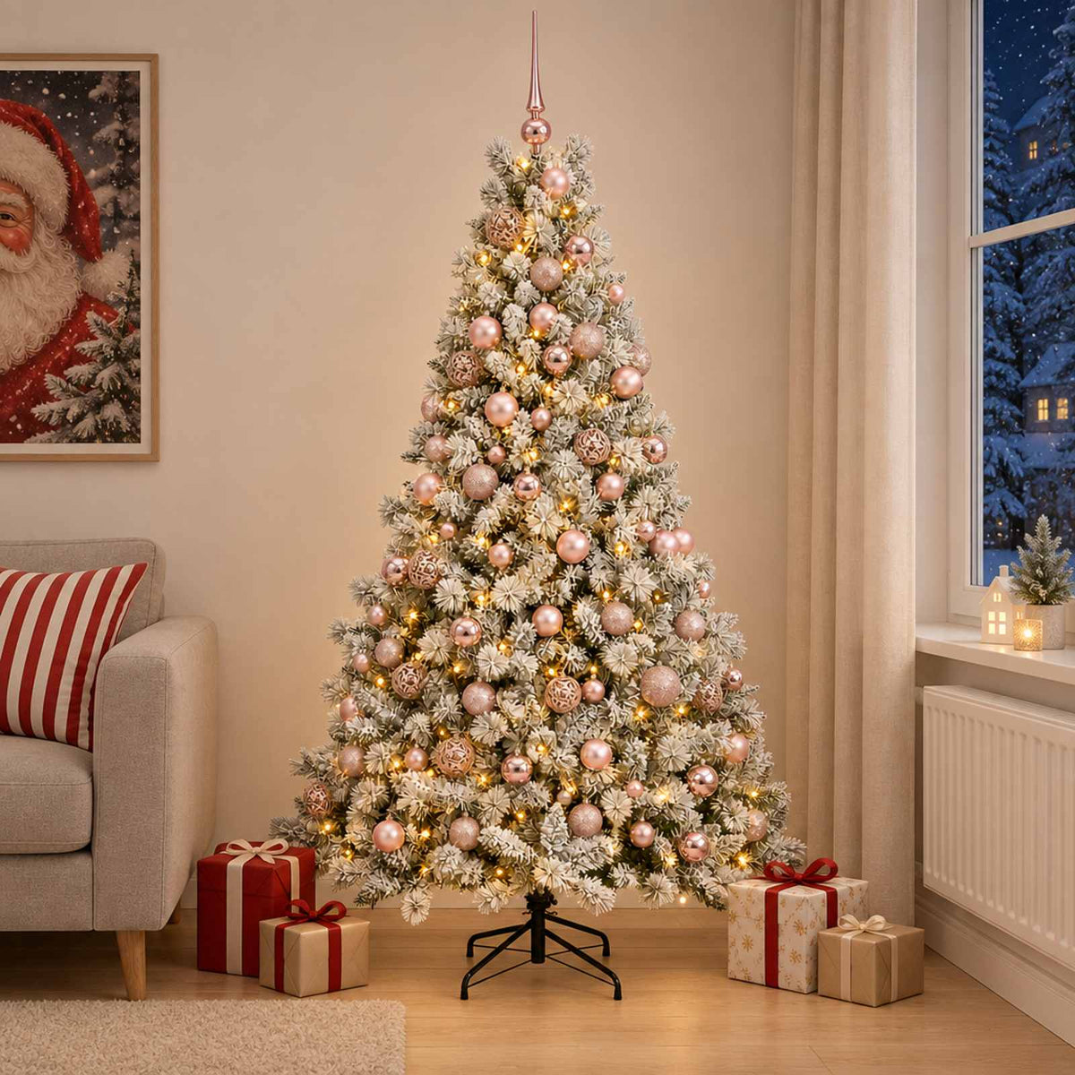 Dirbtinė Kalėdų eglutė su burbulais 210 cm 300 LED Šilta balta