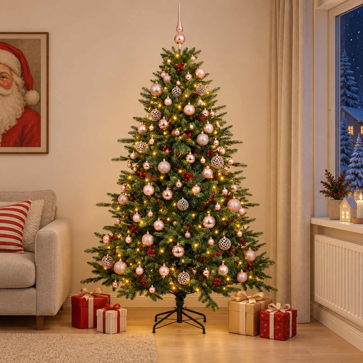 Dirbtinė kalėdinė eglutė su rutuliuku 240 cm 300 LED