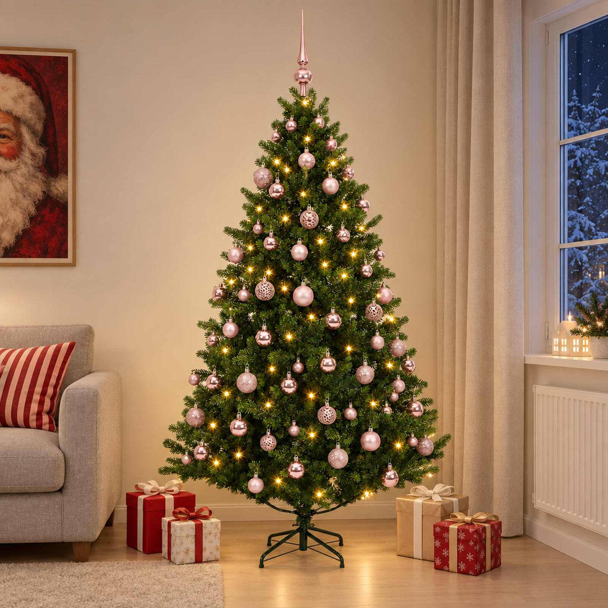 Dirbtinė Kalėdų eglutė su burbulais 210 cm 300 LED Šilta balta
