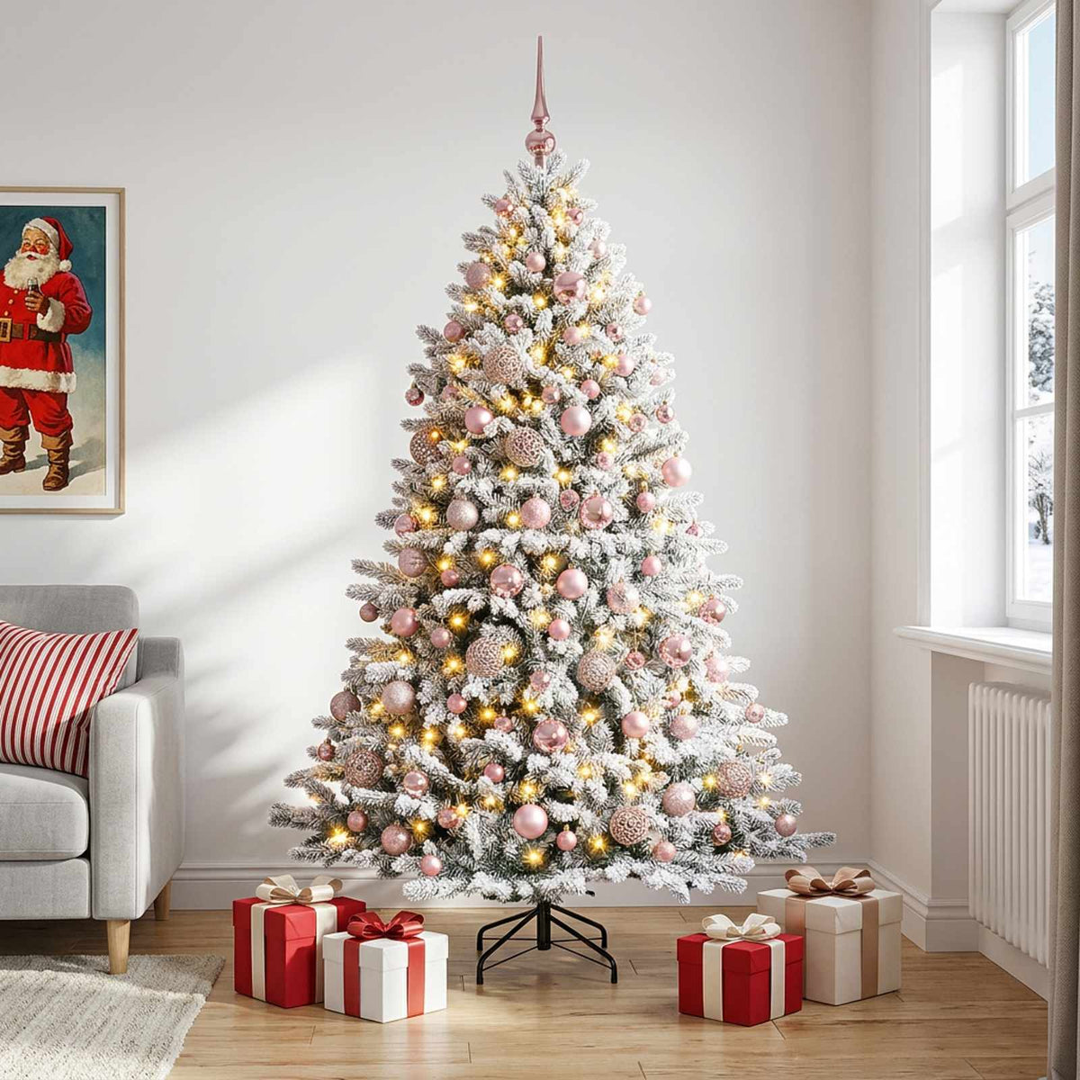 Dirbtinė Kalėdų eglutė su burbulais 240 cm 300 LED Šilta balta