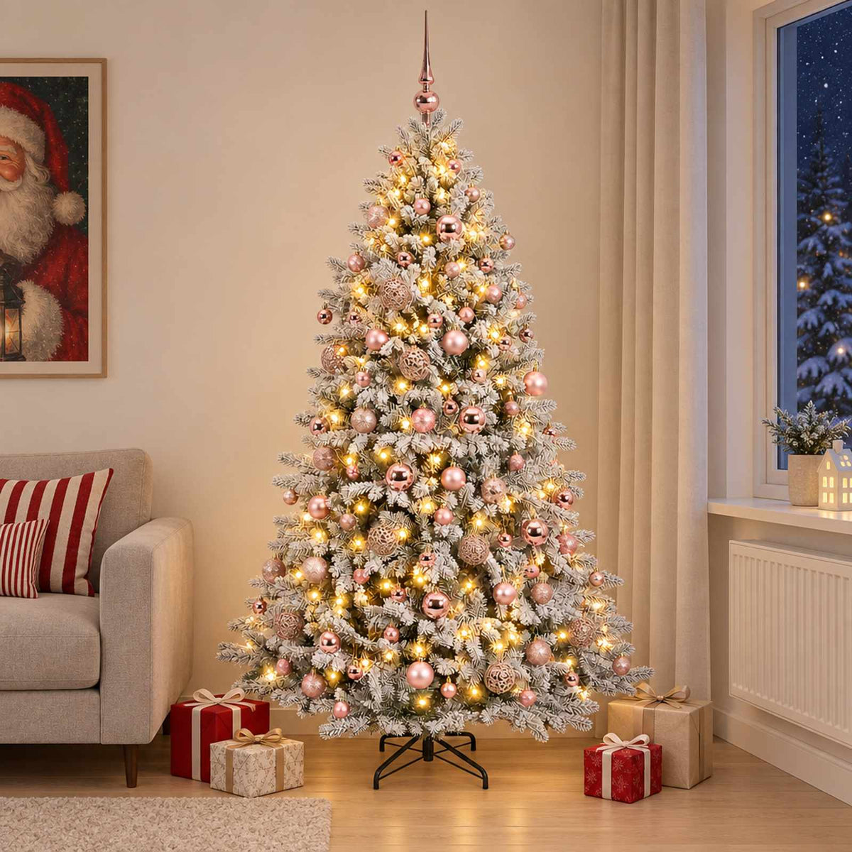 Dirbtinė Kalėdų eglutė su burbulais 210 cm 300 LED Šilta balta