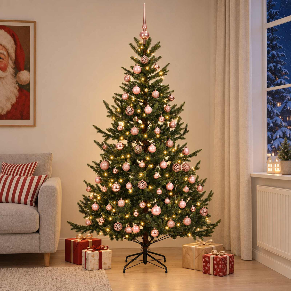 Dirbtinė kalėdinė eglutė su rutuliuku 180 cm 300 LED