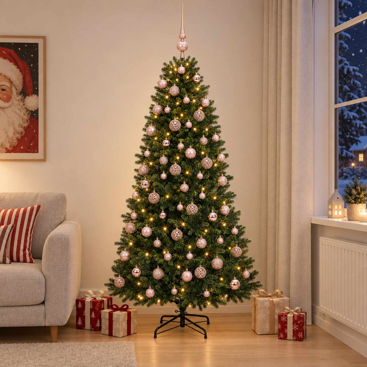 Dirbtinė Kalėdų eglutė su burbulais 240 cm 300 LED Šilta balta