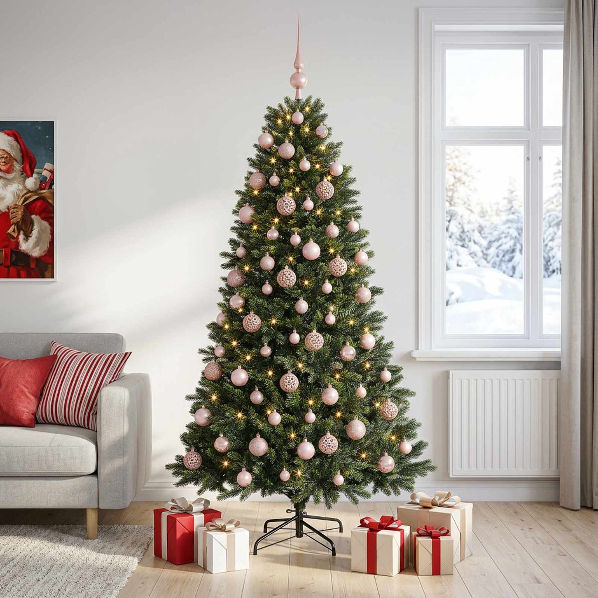 Dirbtinė Kalėdų eglutė su burbulais 210 cm 300 LED Šilta balta