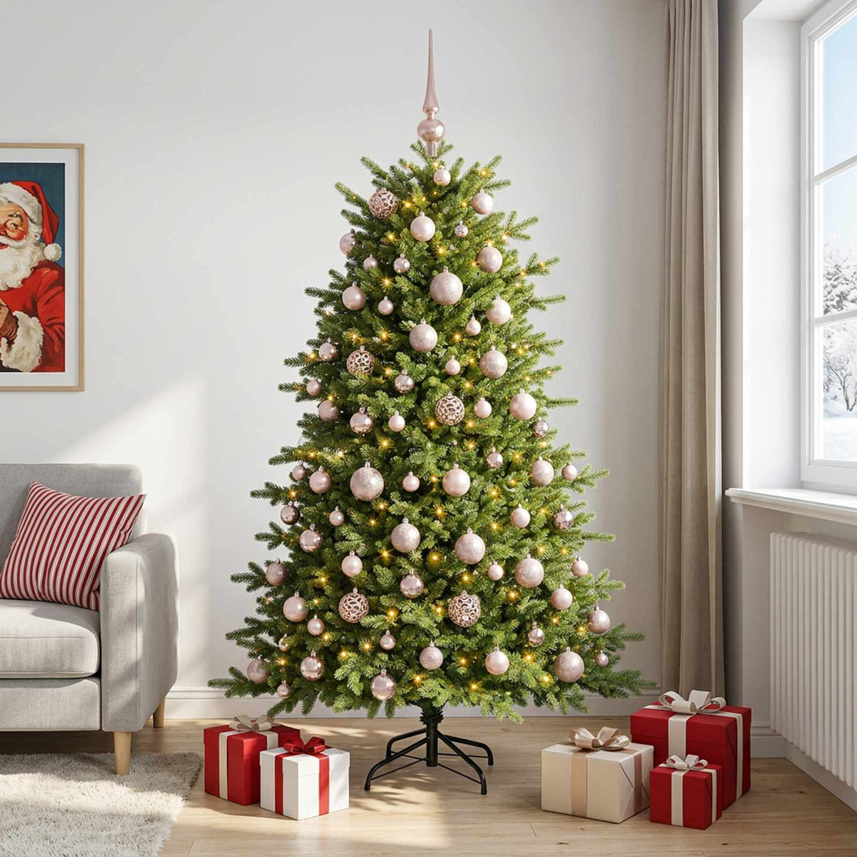 Dirbtinė kalėdinė eglutė su rutuliuku 180 cm 300 LED