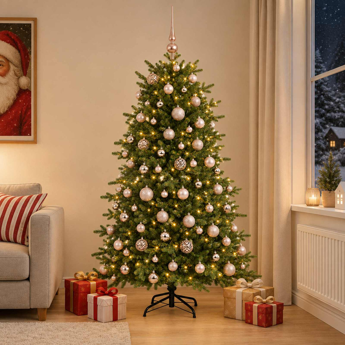 Dirbtinė kalėdinė eglutė su rutuliuku 180 cm 300 LED