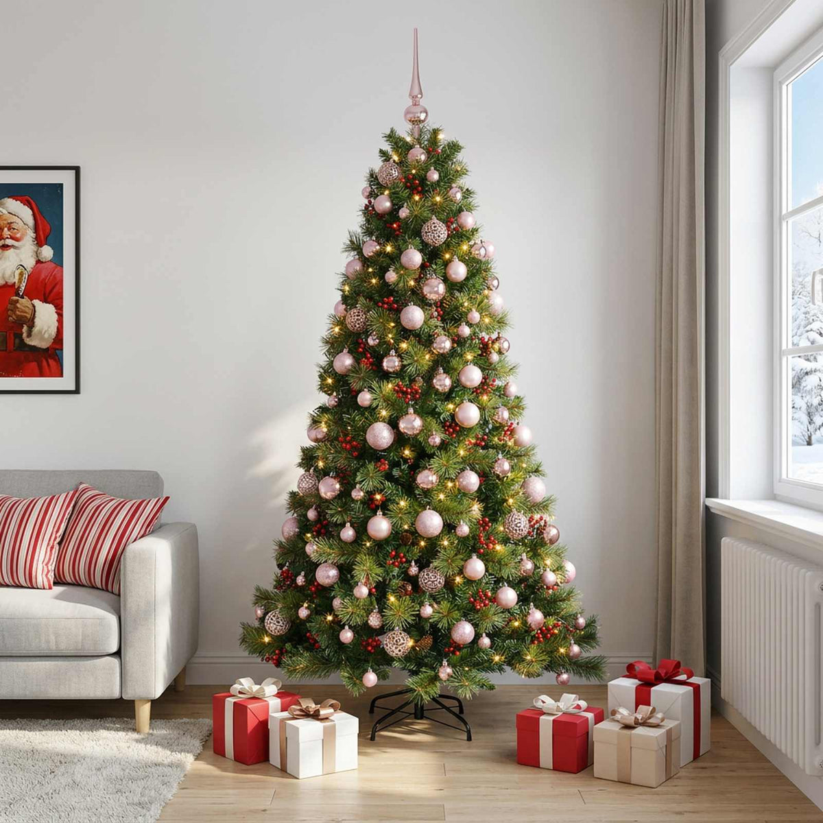Dirbtinė kalėdinė eglutė su rutuliuku 180 cm 300 LED