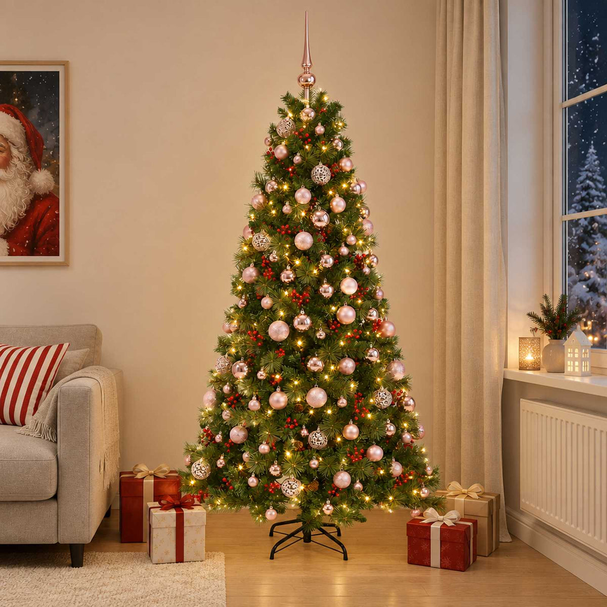 Dirbtinė kalėdinė eglutė su rutuliuku 180 cm 300 LED