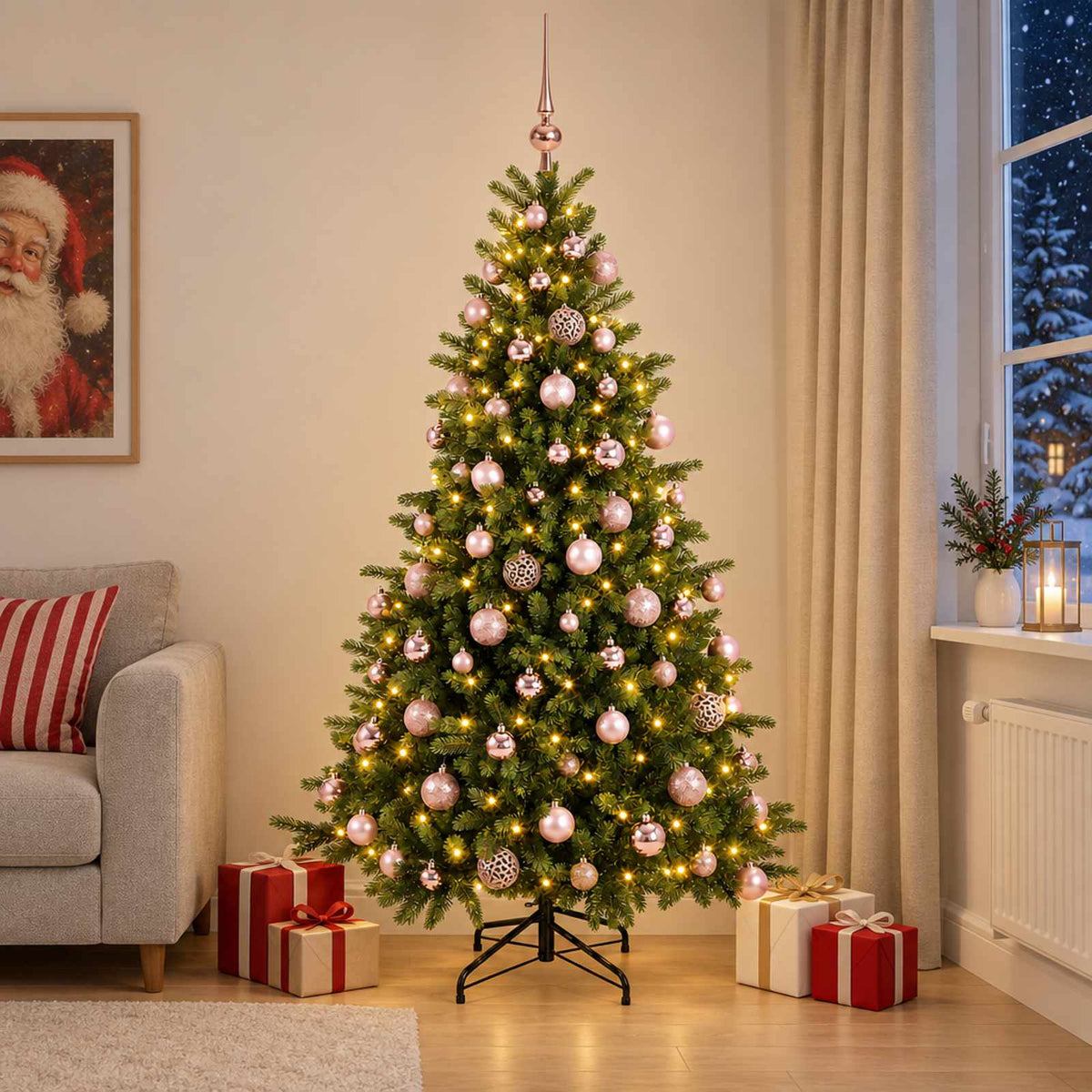 Dirbtinė kalėdinė eglutė su rutuliuku 180 cm 300 LED