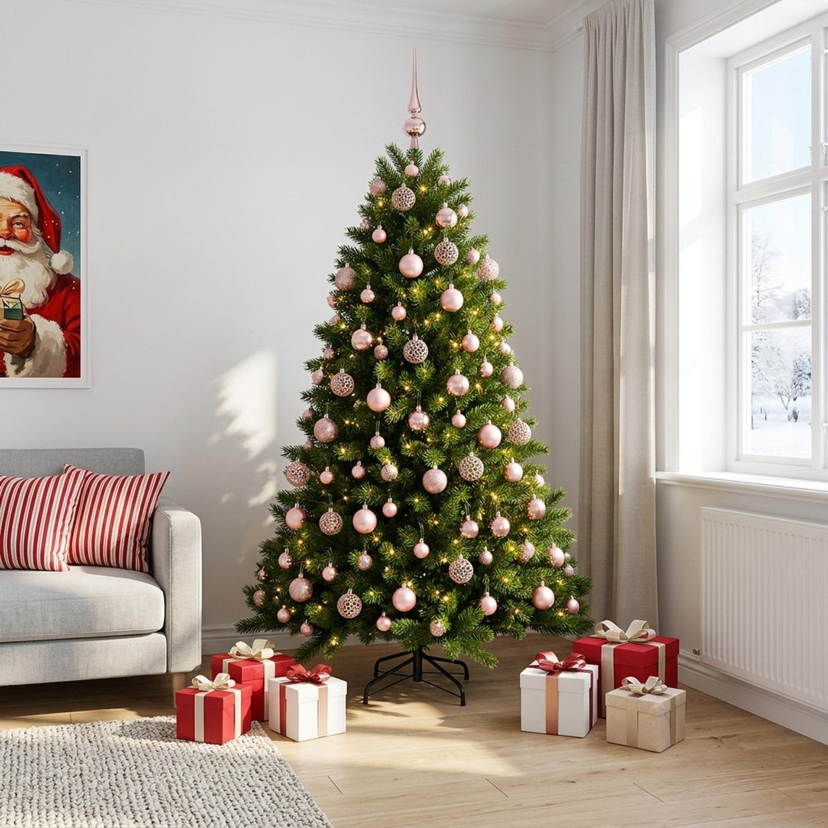 Dirbtinė Kalėdų eglutė su burbulais 240 cm 300 LED Šilta balta