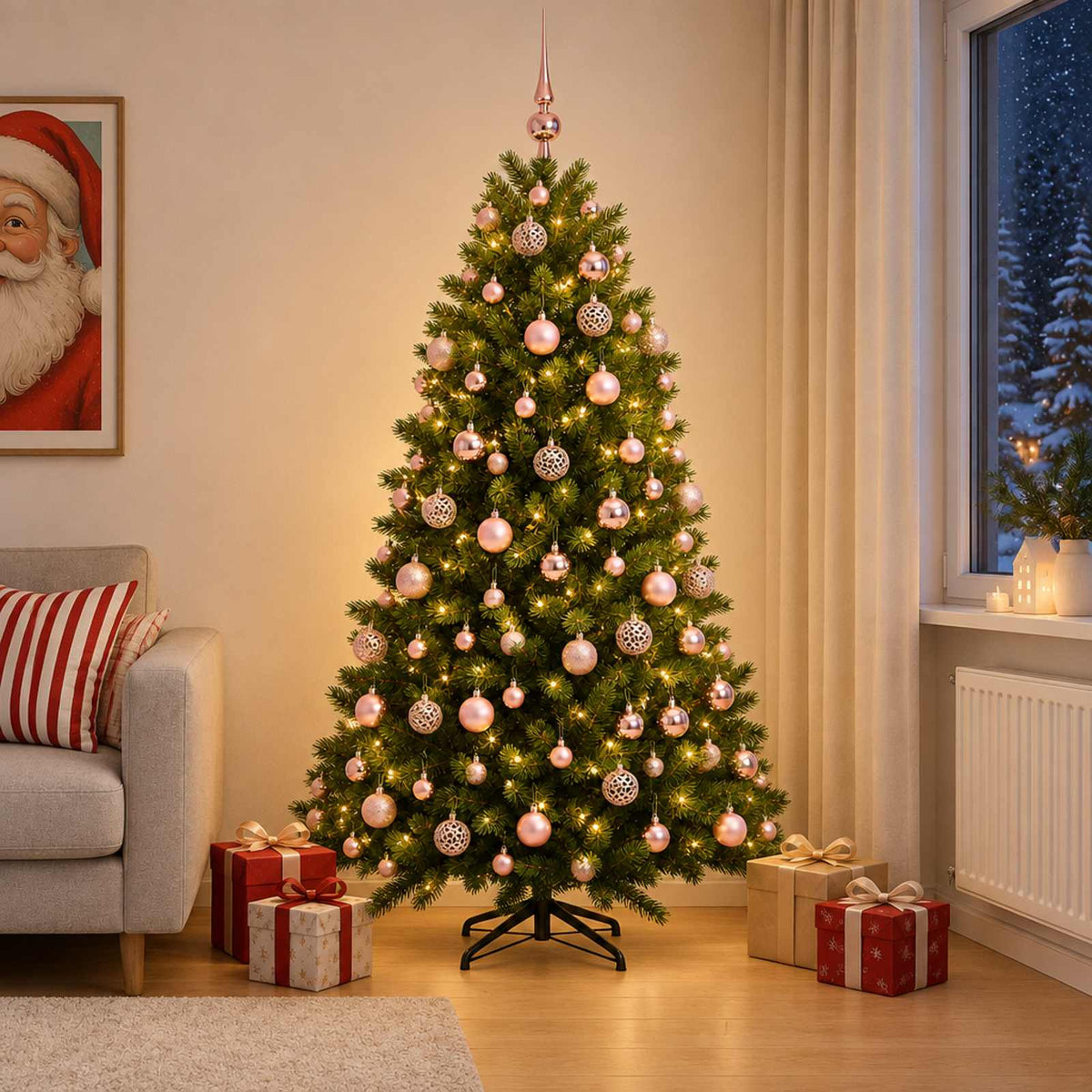 Dirbtinė Kalėdų eglutė su burbulais 240 cm 300 LED Šilta balta