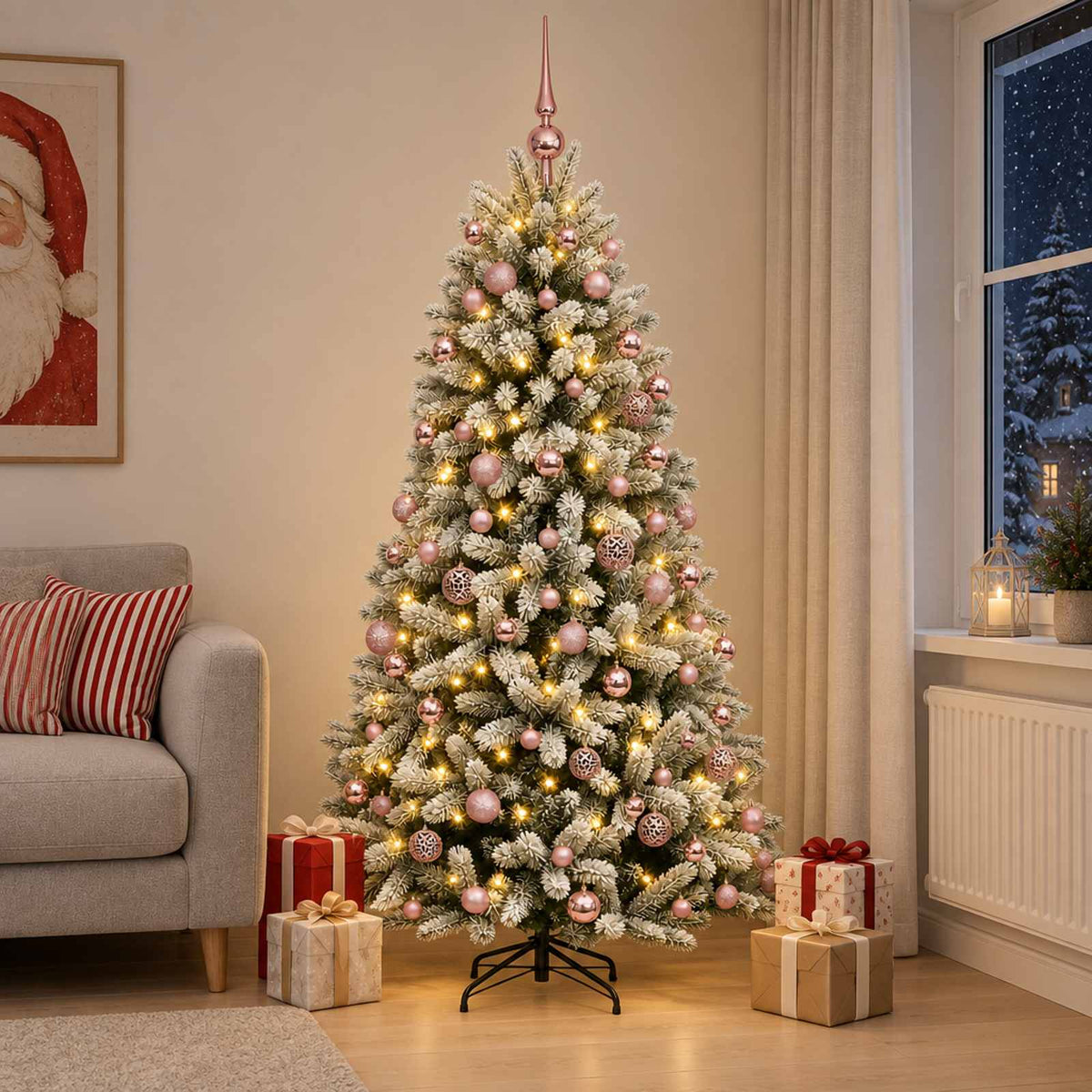 Dirbtinė Kalėdų eglutė su burbulais 240 cm 300 LED Šilta balta