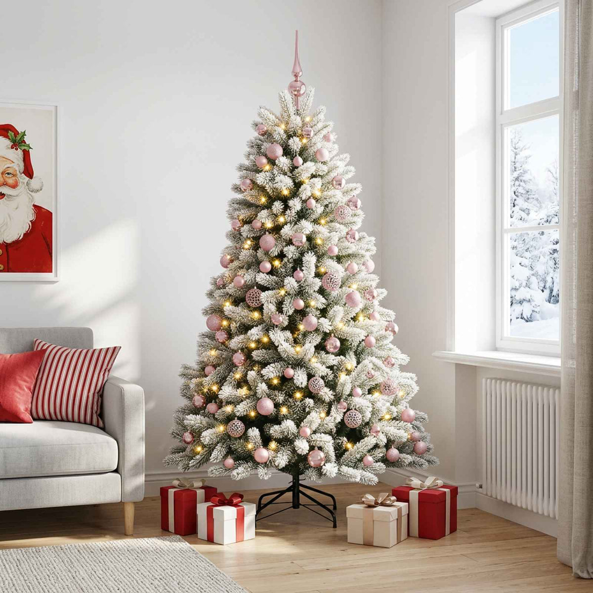 Dirbtinė Kalėdų eglutė su burbulais 240 cm 300 LED Šilta balta