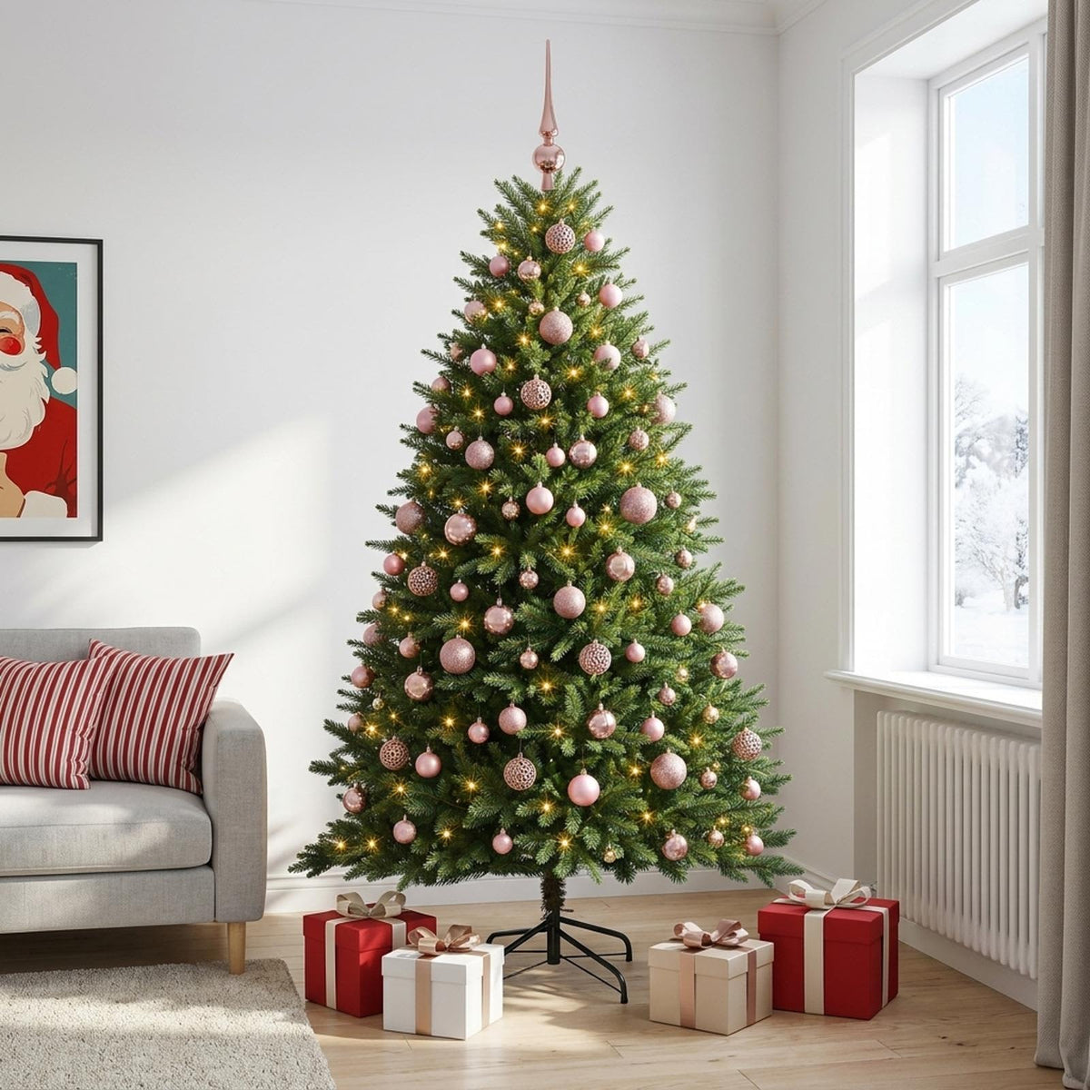 Dirbtinė Kalėdų eglutė su burbulais 180 cm 300 LED Šilta balta