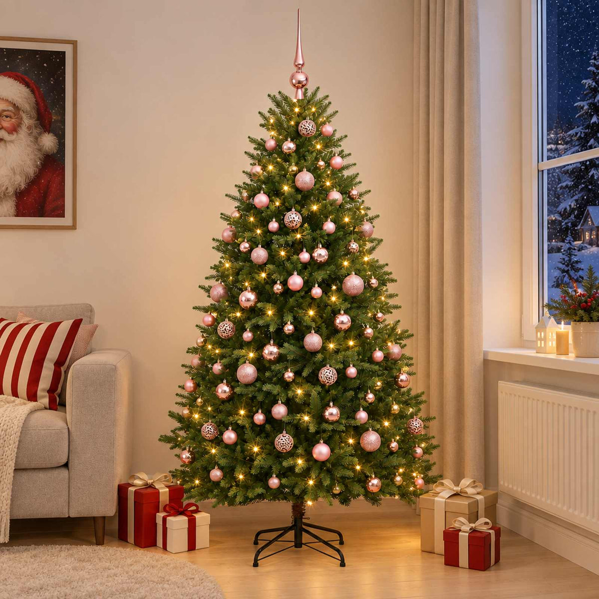 Dirbtinė Kalėdų eglutė su burbulais 240 cm 300 LED Šilta balta